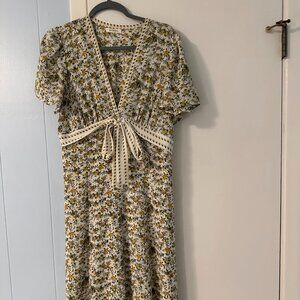 Max Studio Yellow Floral Midi Maxi Bow dress🖤